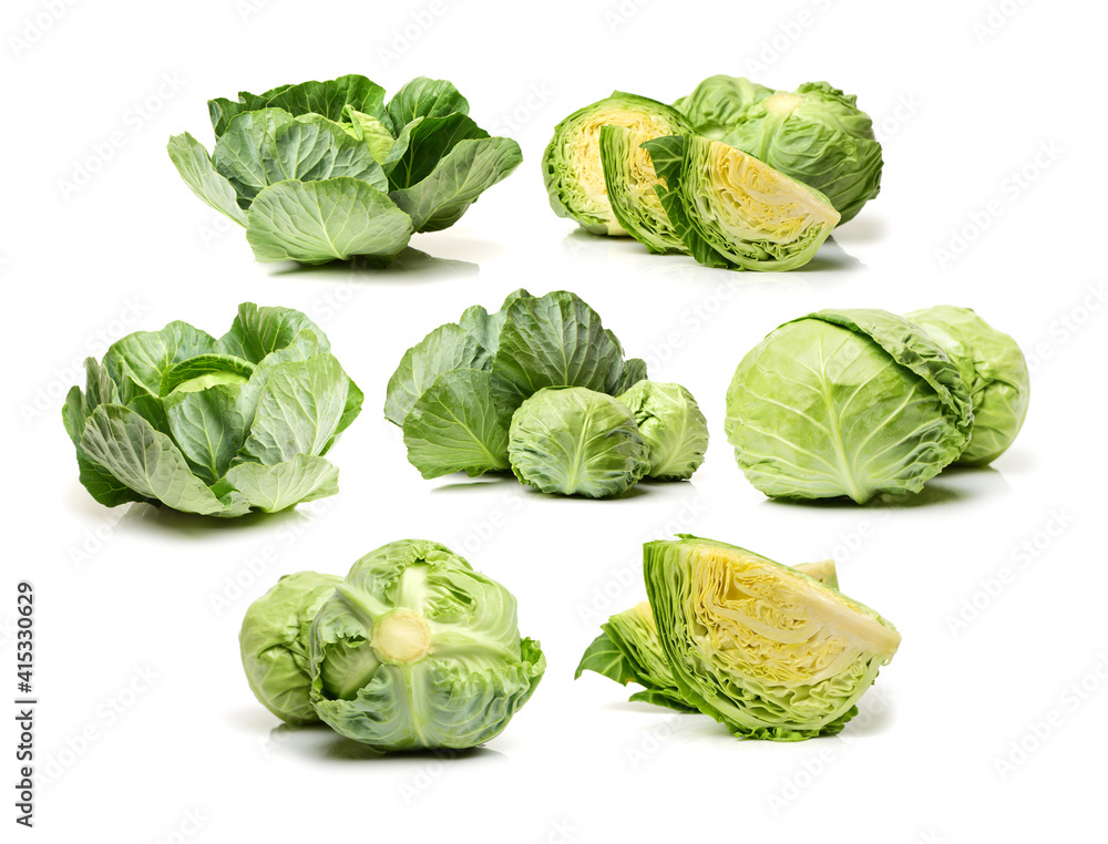 cut cabbage on white background cut cabbage on white background
