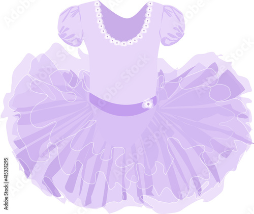 vector image of a children's lush ballet tutu in lilac color