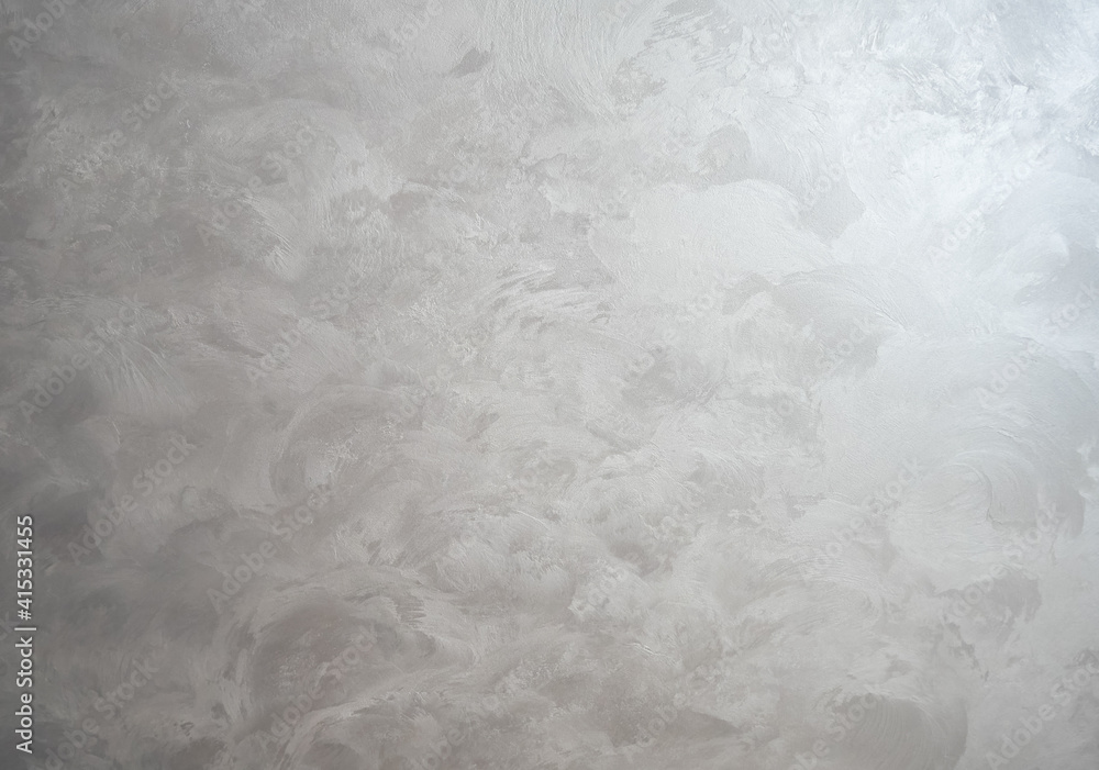Naklejka premium Decorative plaster. Grey wall texture background. Concrete style. Restoration indoors. Maintenance works.