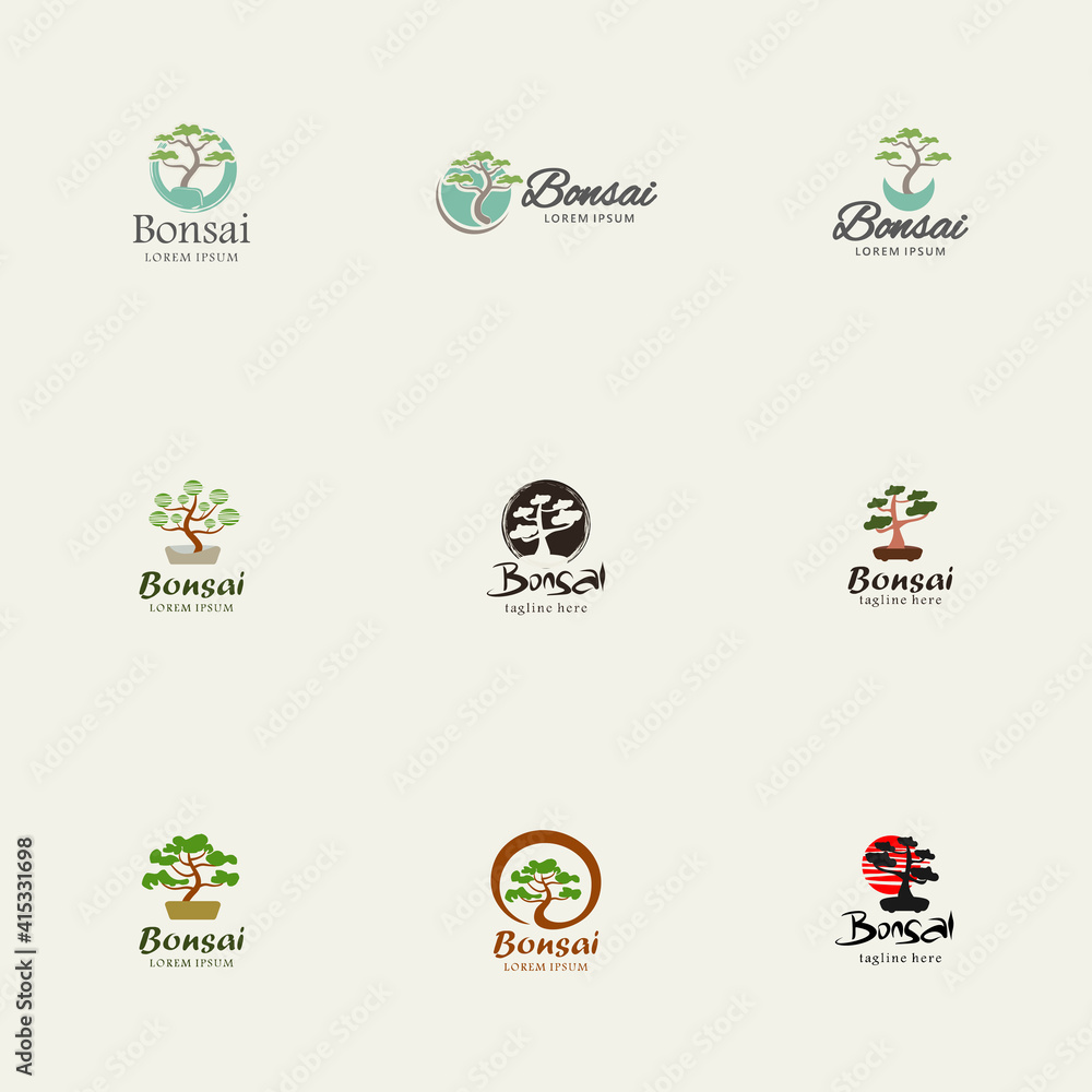 set of bonsai icon. Illustration vector graphic of Bonsai logo. Design inspiration. Fit to your Business, community, etc set of bonsai icon. Illustration vector graphic of Bonsai logo. Design inspiration. Fit to your Business, community, etc