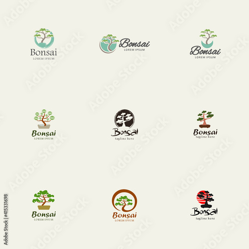 set of bonsai icon. Illustration vector graphic of Bonsai logo. Design inspiration. Fit to your Business, community, etc