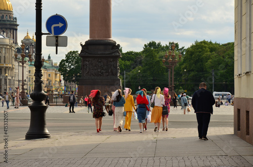 people crossing the street, people, city, street, architecture, building, travel, park, town, walking,  urban, square, tourism