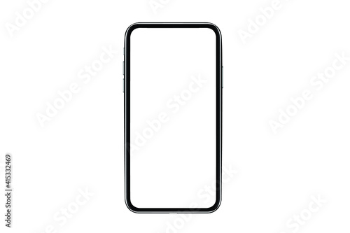 Black smartphone with blank screen isolated on white background. Mockup to showcasing mobile web-site design or screenshots your applications - Clipping Path