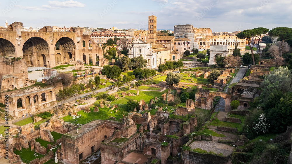 Ancient roman forum ruins landscape