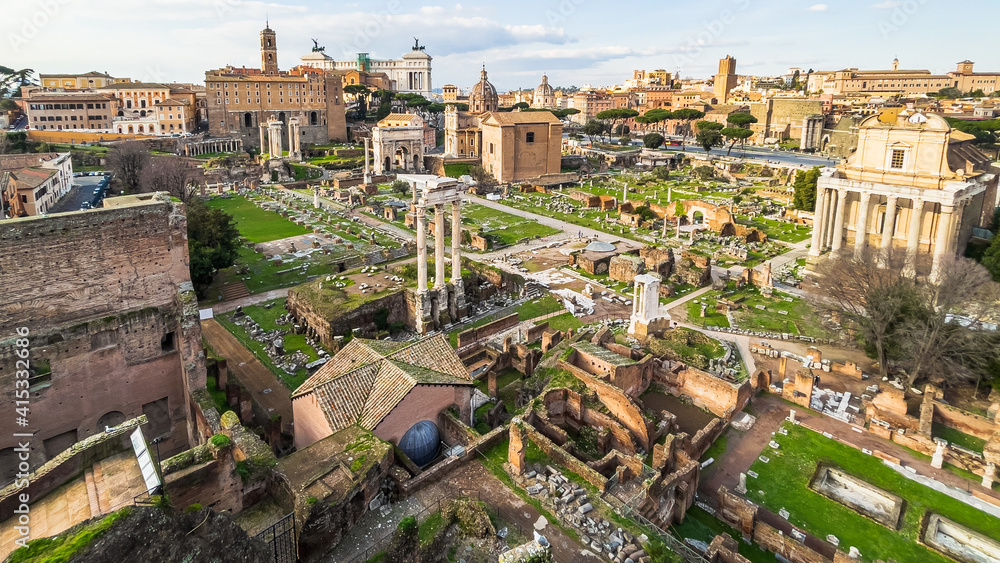 View of ruins of ancient roman forum