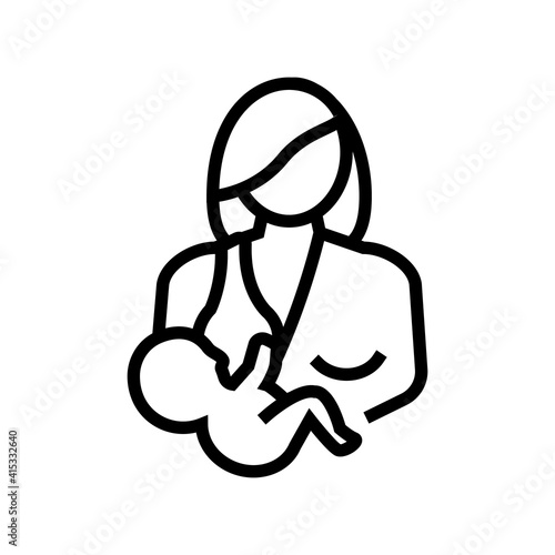 mother feeding baby line icon vector. mother feeding baby sign. isolated contour symbol black illustration