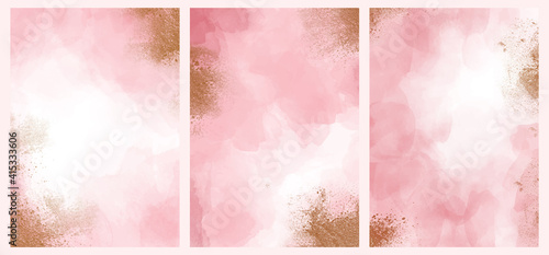 Light pink alcohol ink background collection. abstract hand painted watercolor fluid art painting cover collection 