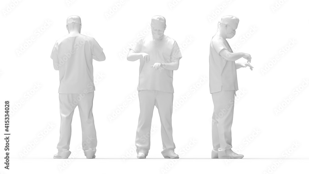 3D rendering of a male doctor isolated in a white studio background. 3D rendering of a male doctor isolated in a white studio background.