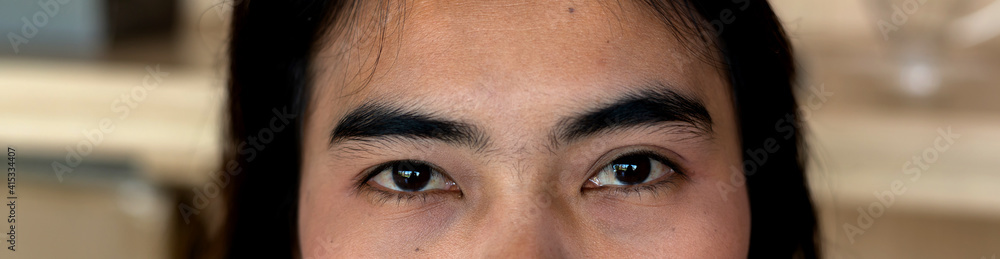 Fototapeta premium Close up Eyebrows and eyes young Asian Female.
