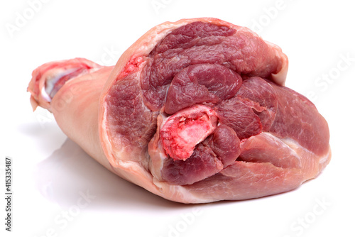 Canvas Print raw pork (leg) isolated on white background
