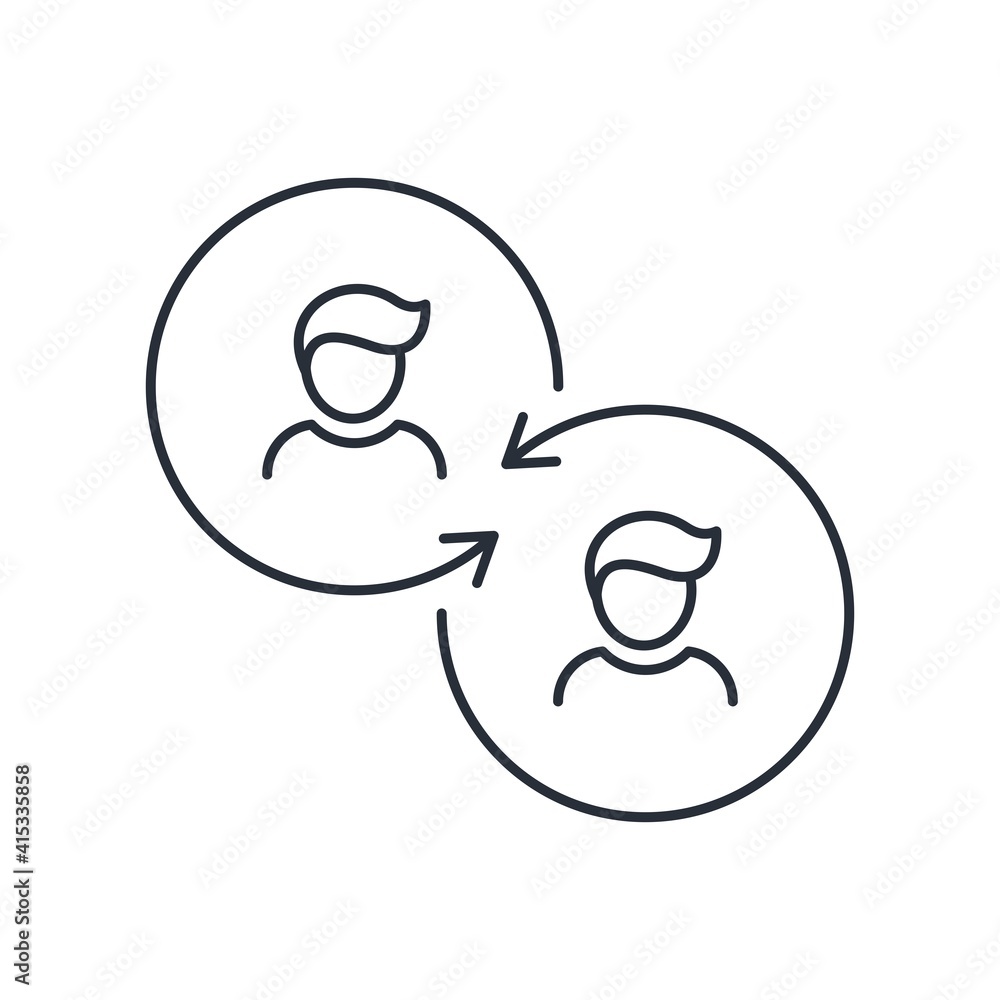 Obraz premium Silhouette of a man and a round arrow. Affiliate program concept. Vector icon isolated on white background. 
