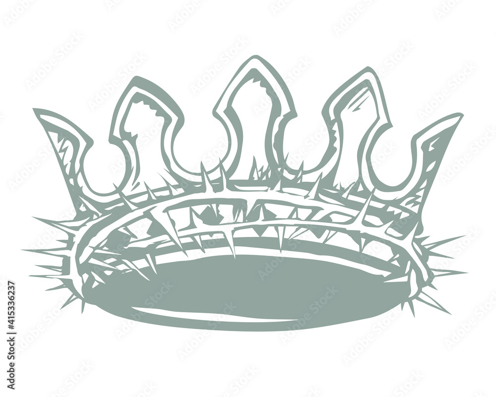 Precious golden crown with thorns. Vector drawing