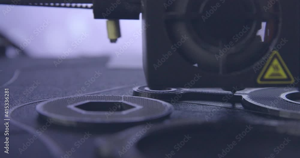 3D printer in process. Fused deposition modeling, FDM. PLA material. Additive technology for 3d printing. Futuristic technology.