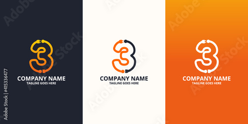 Electric initial number 3 Logo Icon Template. Illustration vector graphic. Design concept Electrical plug  With number symbol. Perfect for corporate, more technology brand identity