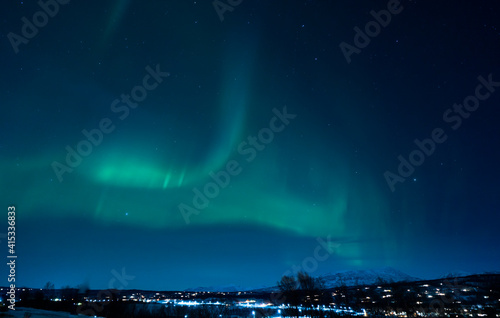 aurora over the town, Norway.