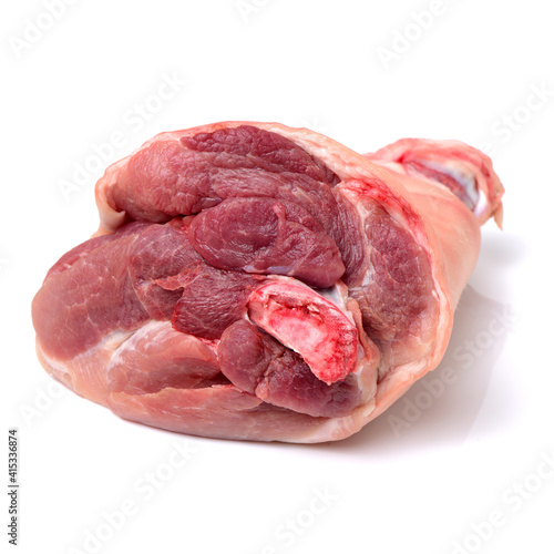Photography raw pork (leg) isolated on white background