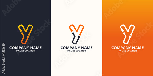 Electric initial letter Y Logo Icon Template. Illustration vector graphic. Design concept Electrical plug  With letter symbol. Perfect for corporate, more technology brand identity