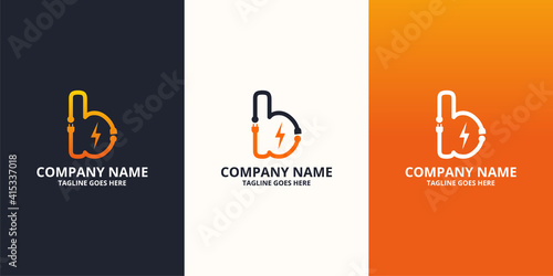 Electric initial letter B Logo Icon Template. Illustration vector graphic. Design concept Electrical plug  With letter symbol. Perfect for corporate, more technology brand identity