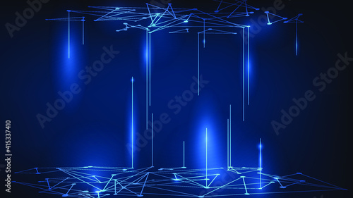 Technology background with small elements - Triangular tech backdrop - Futuristic wallpaper - Blue abstract vector illustration - EPS 10