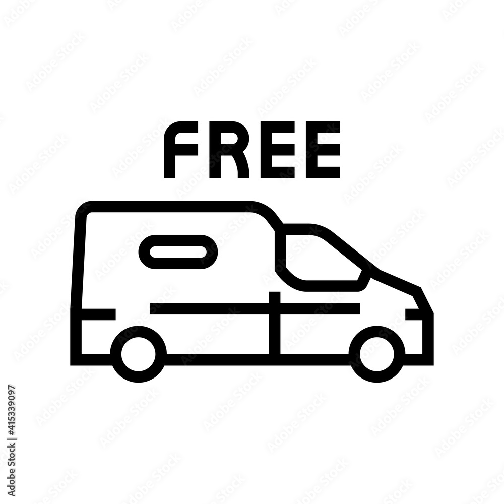 van transportation free shipping line icon vector. van transportation free shipping sign. isolated contour symbol black illustration van transportation free shipping line icon vector. van transportation free shipping sign. isolated contour symbol black illustration