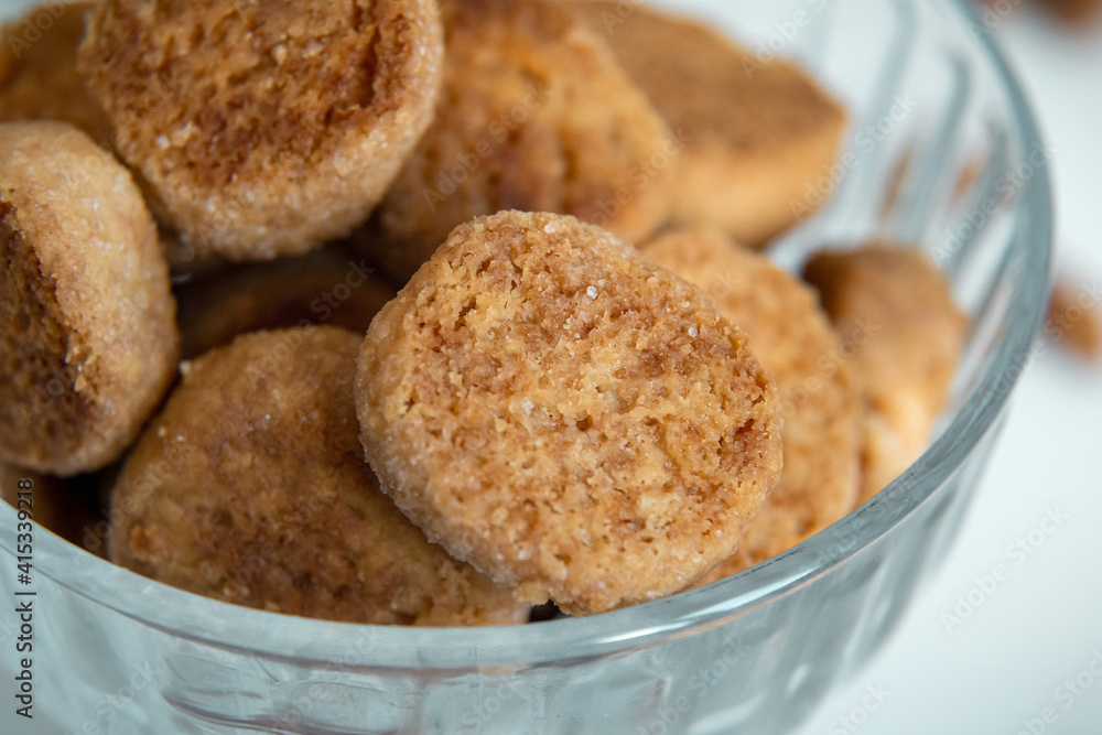 Homemade cookies are in a bowl. Close-up Homemade cookies are in a bowl. Close-up