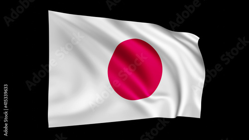 Free Download The flag of Japan isolated on black, realistic 3D wavy Japanese flag render illustration. - GFXLoad