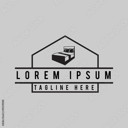 great simple black bed logo vector design illustration