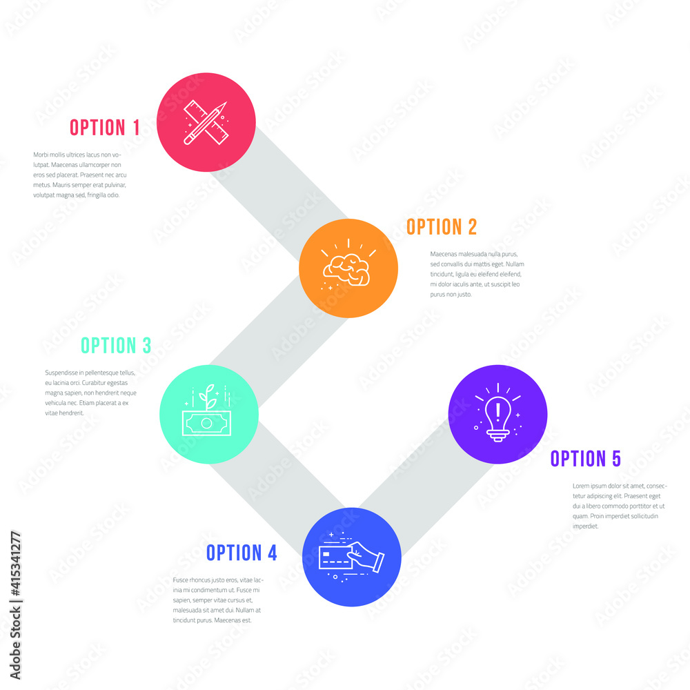 Vector modern infographic data design template. Vector illustration with 5 steps and icons. Can be used for workflow layout, diagram, annual report, web design. Vector modern infographic data design template. Vector illustration with 5 steps and icons. Can be used for workflow layout, diagram, annual report, web design.