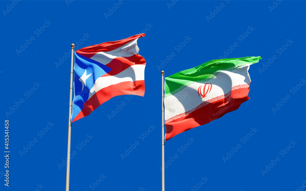 Flags of Puerto Rico and Iran.