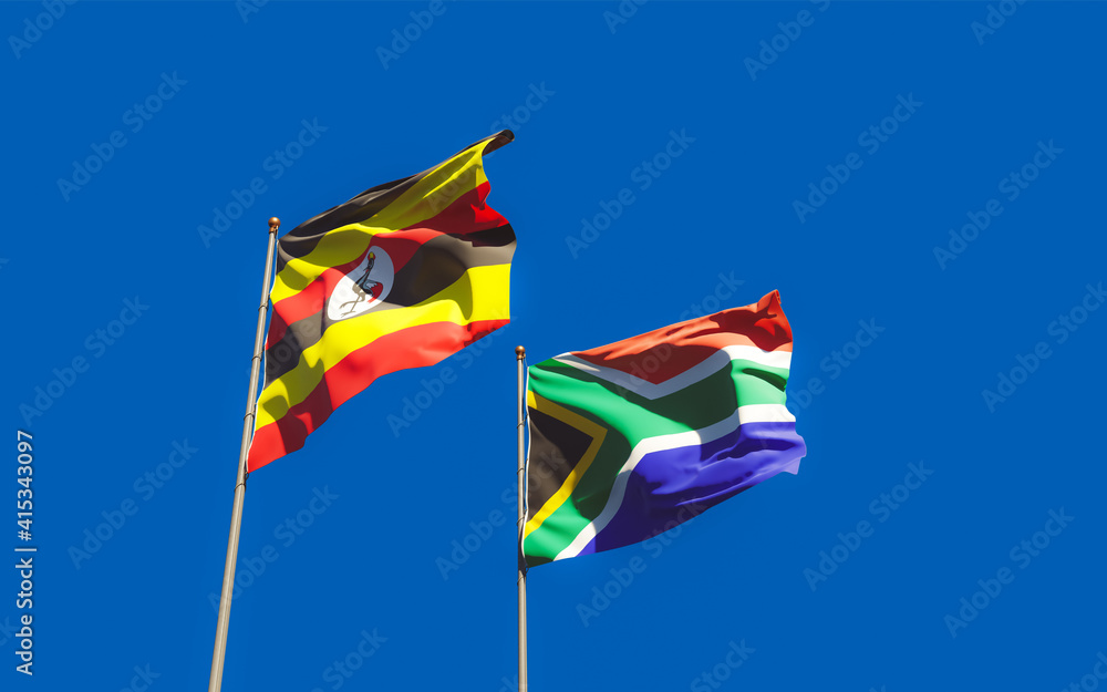 Naklejka premium Flags of Uganda and SAR African.