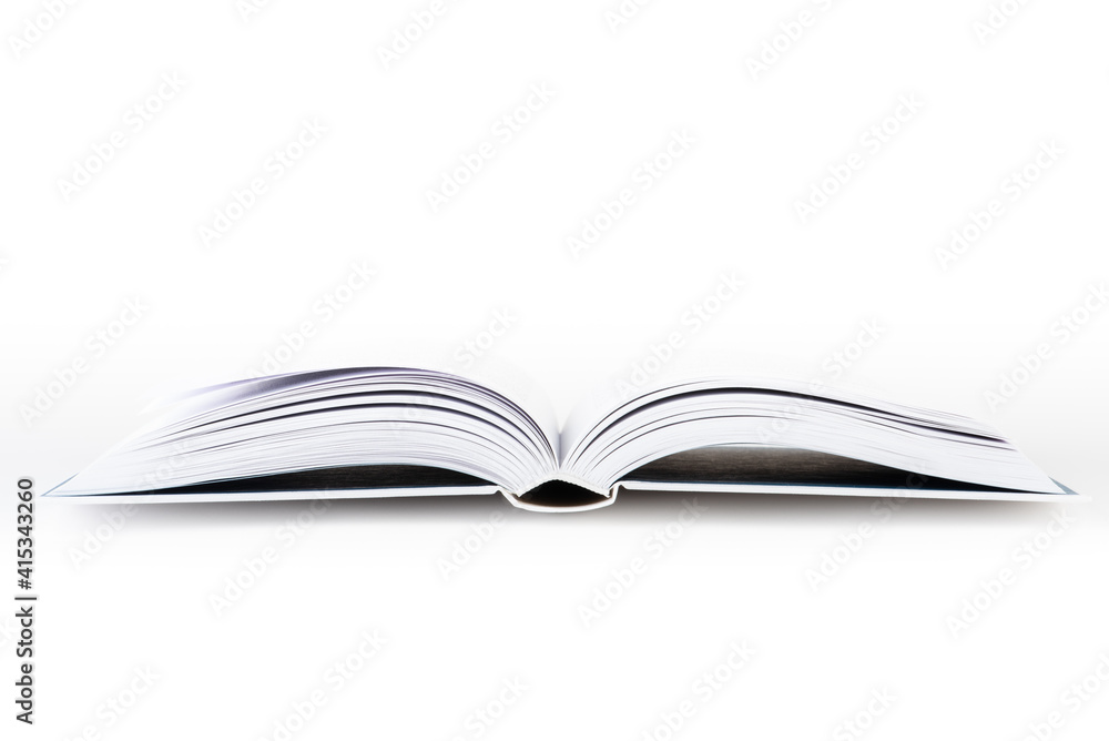 Open book with white cover isolated background Open book with white cover isolated background