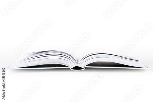 Open book with white cover isolated background