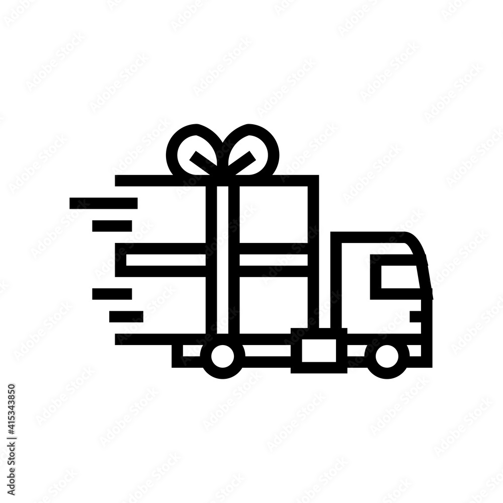gift free shipping line icon vector. gift free shipping sign. isolated contour symbol black illustration gift free shipping line icon vector. gift free shipping sign. isolated contour symbol black illustration