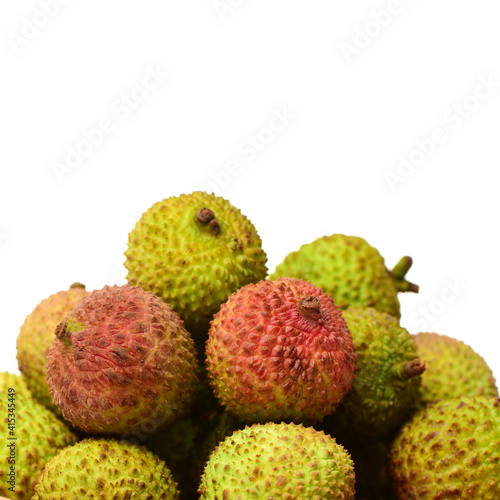 Lychee fruit. Fresh lychees fruit in isolated on white background 