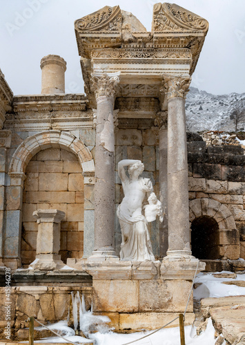 Welcome to Sagalassos. Isparta, Turkey.To visit the sprawling ruins of Sagalassos, high amid the jagged peaks of Akdag, is to approach myth: the ancient ruined city set in stark. photo