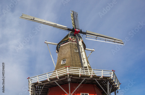 Historic windmill in the center of Dokkum, Netherlands