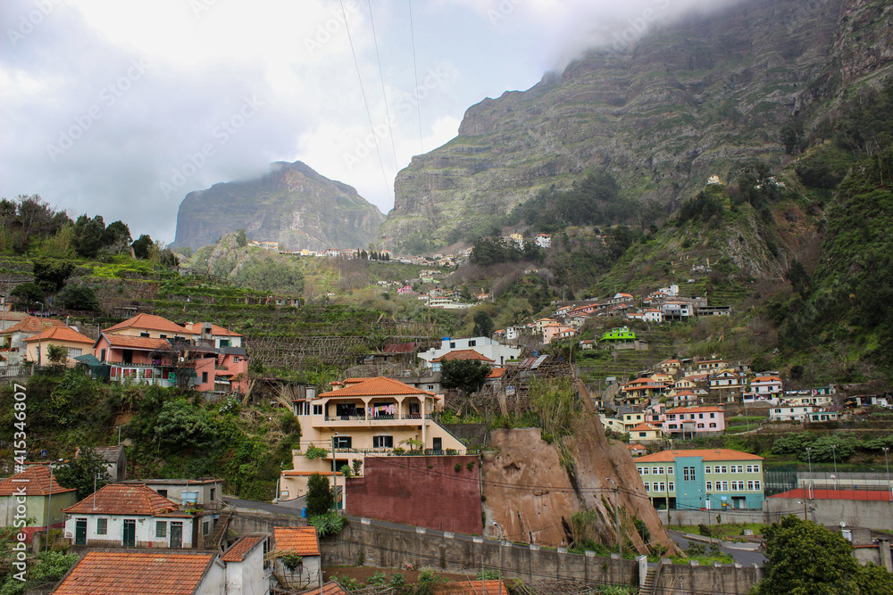Madeira - Mountainside with little village