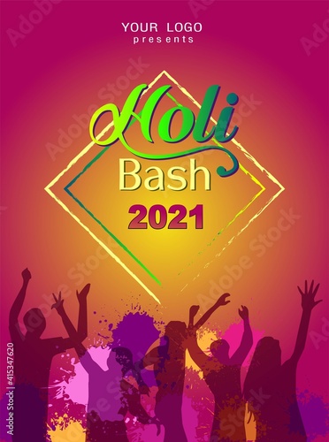 Beautiful poster for Indian festival Happy Holi bash poster with colorful background.