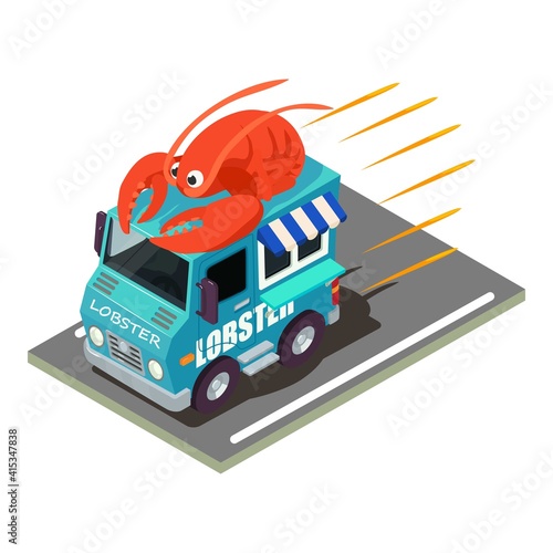 Seafood delivery icon. Isometric illustration of seafood delivery vector icon for web