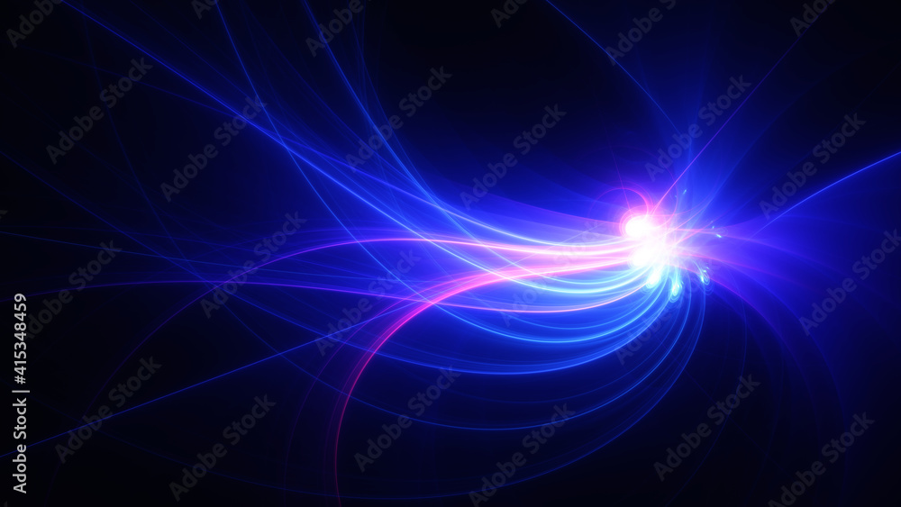 Abstract background, smooth blue and red lines on a black background. Abstract background, smooth blue and red lines on a black background.