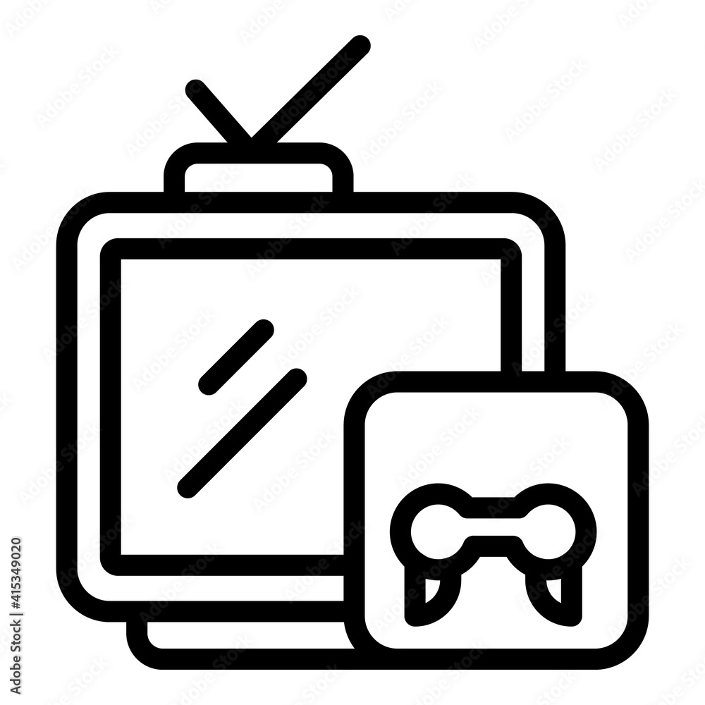 Interactive tv gaming icon. Outline interactive tv gaming vector icon for web design isolated on white background Interactive tv gaming icon. Outline interactive tv gaming vector icon for web design isolated on white background