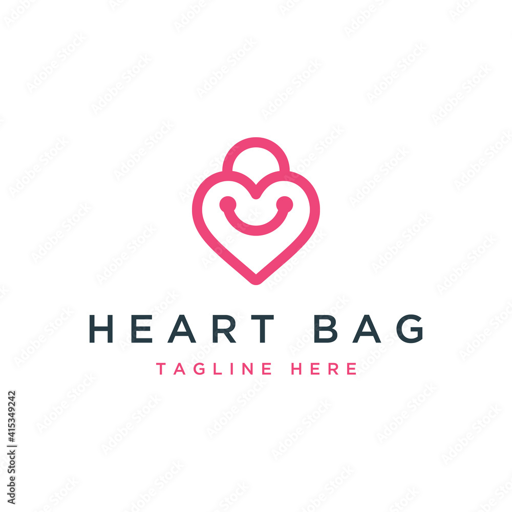 Shopping logo design or shopping bag with heart