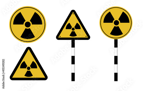 Danger attention sign. Warning. Radiation hazard. Vector illustration.