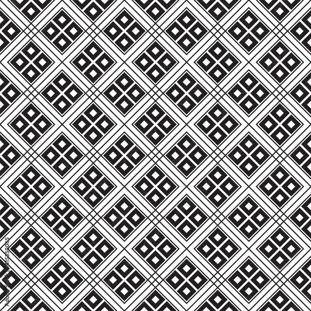 Seamless of geometric square tile pattern. Design ethnic style black on white background. Design print for illustration, texture, textile, wallpaper, background. Seamless of geometric square tile pattern. Design ethnic style black on white background. Design print for illustration, texture, textile, wallpaper, background.