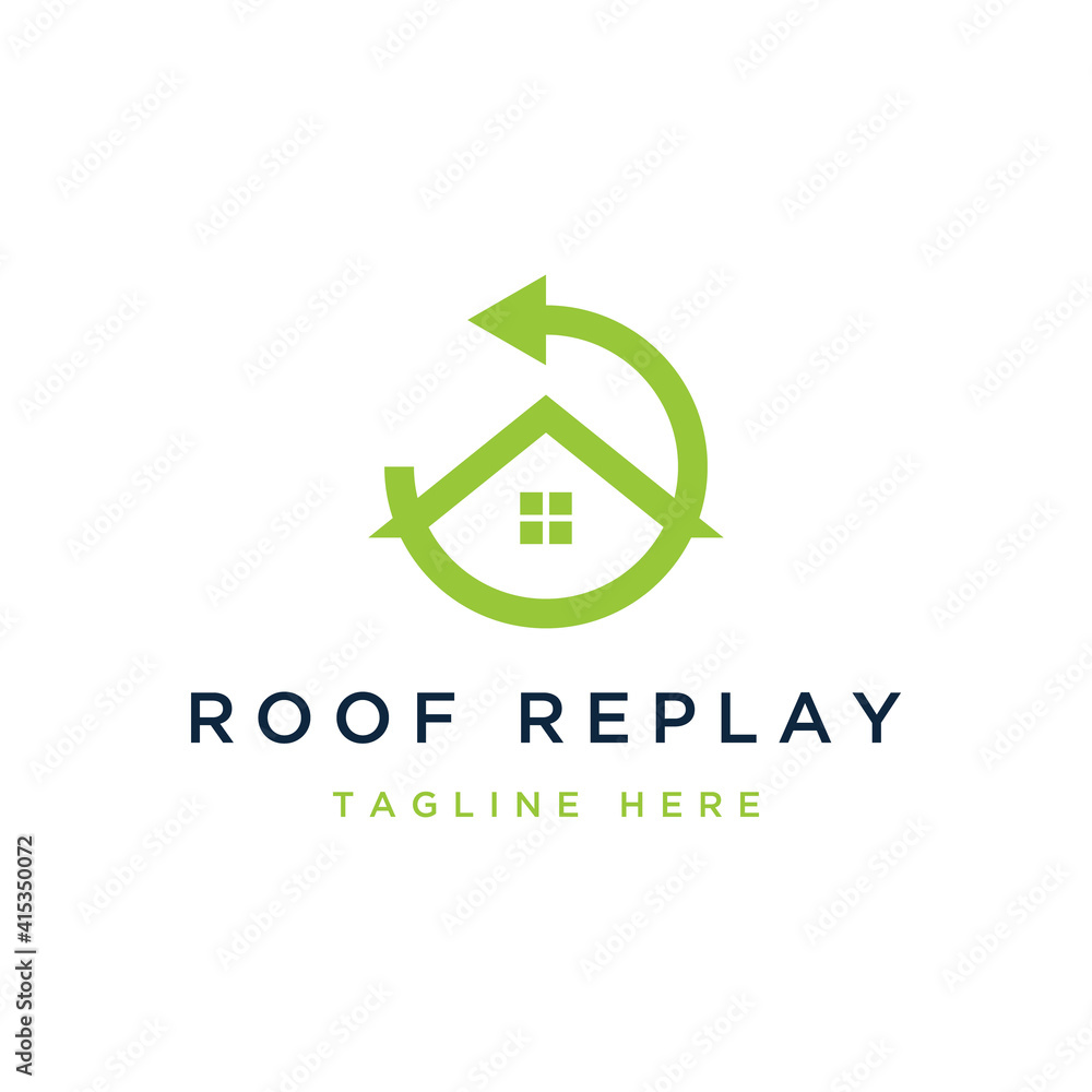 roof repair logo design or house roof with a replay sign roof repair logo design or house roof with a replay sign