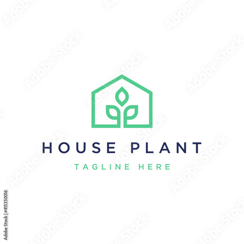 house plant design logo, or house with plants