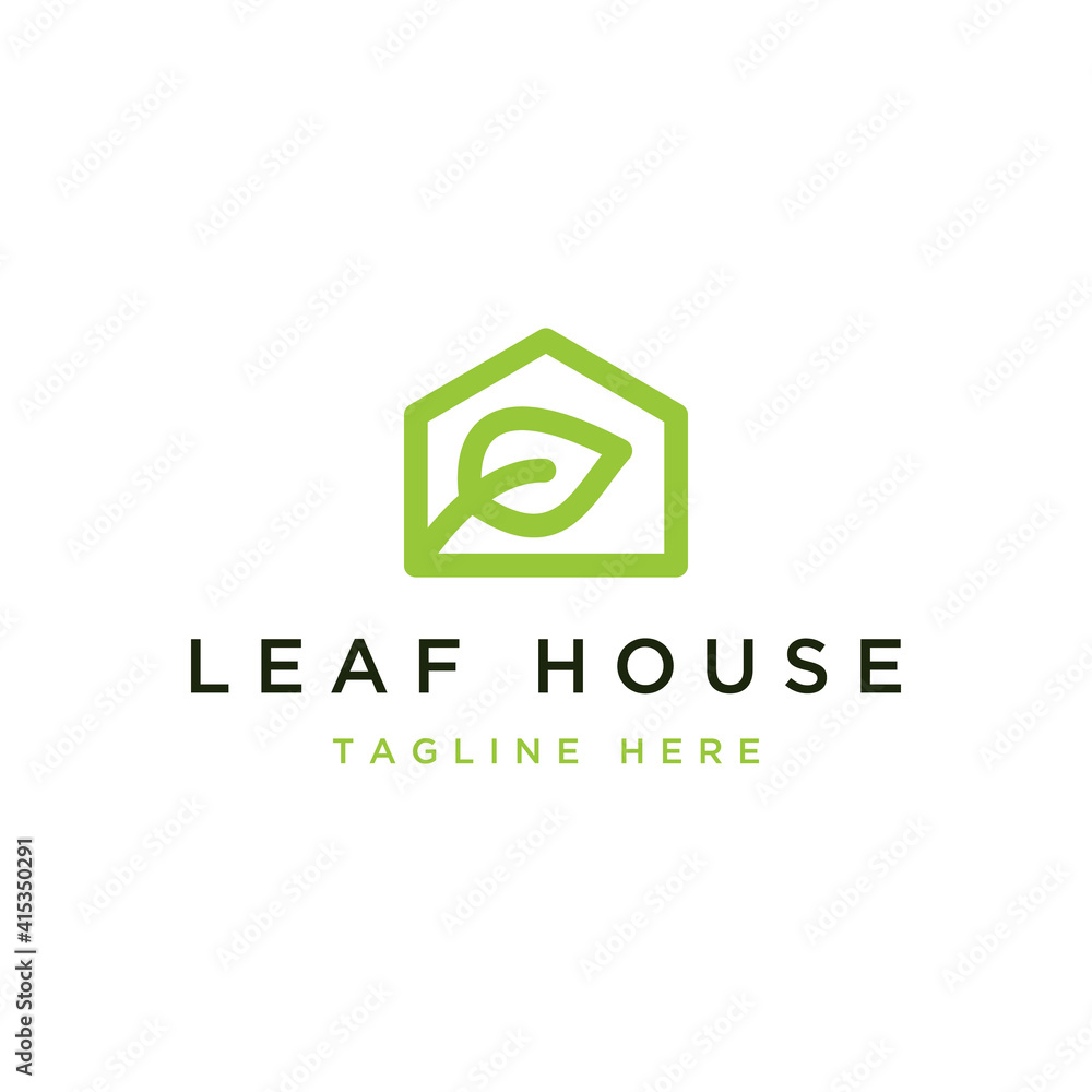 house plant design logo, or house with leaves house plant design logo, or house with leaves
