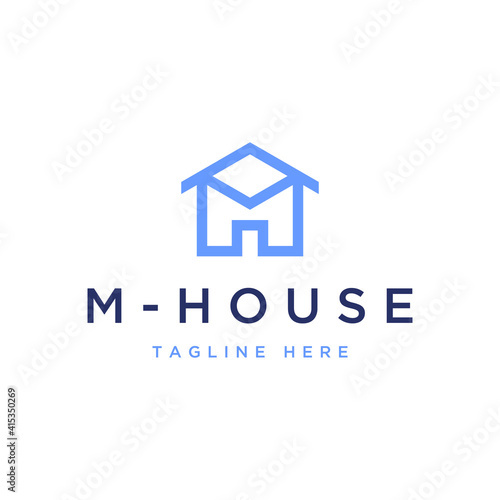real estate logo design or the letter M with a house