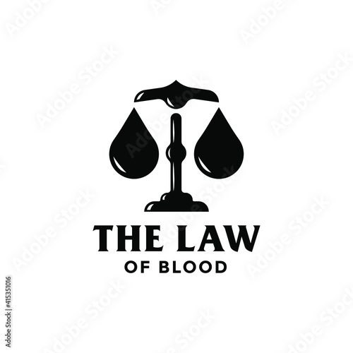 Law firm with blood line trend logo icon vector design. Universal legal  lawyer  scales sword column idea creative premium symbol.