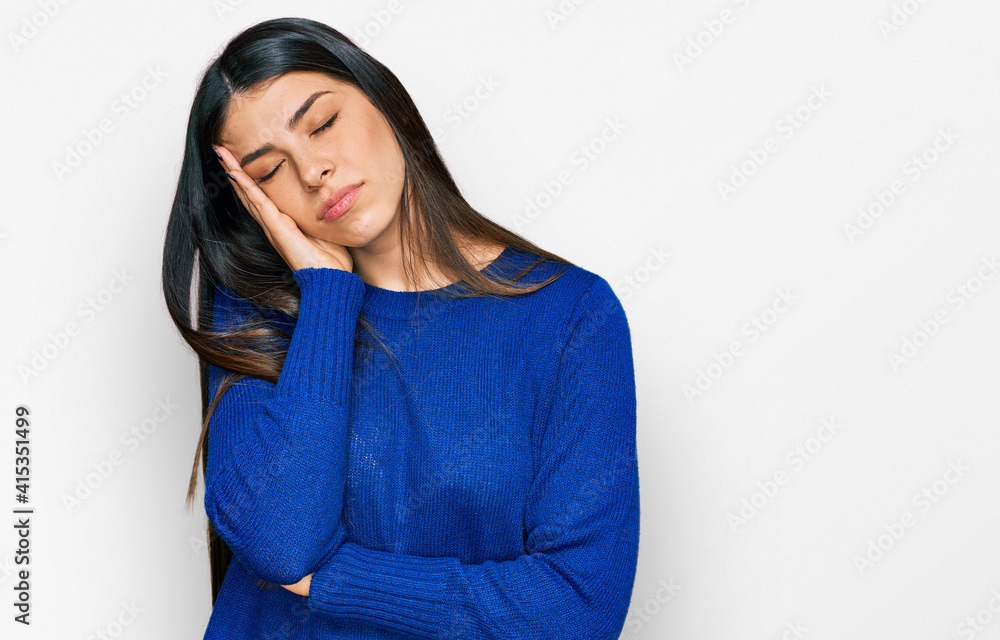 Young hispanic woman wearing casual clothes thinking looking tired and bored with depression problems with crossed arms. Young hispanic woman wearing casual clothes thinking looking tired and bored with depression problems with crossed arms.